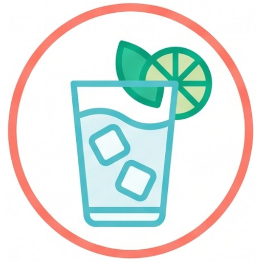 Miami Refresher Cart logo: a refresher glass with ice, mint and lime
